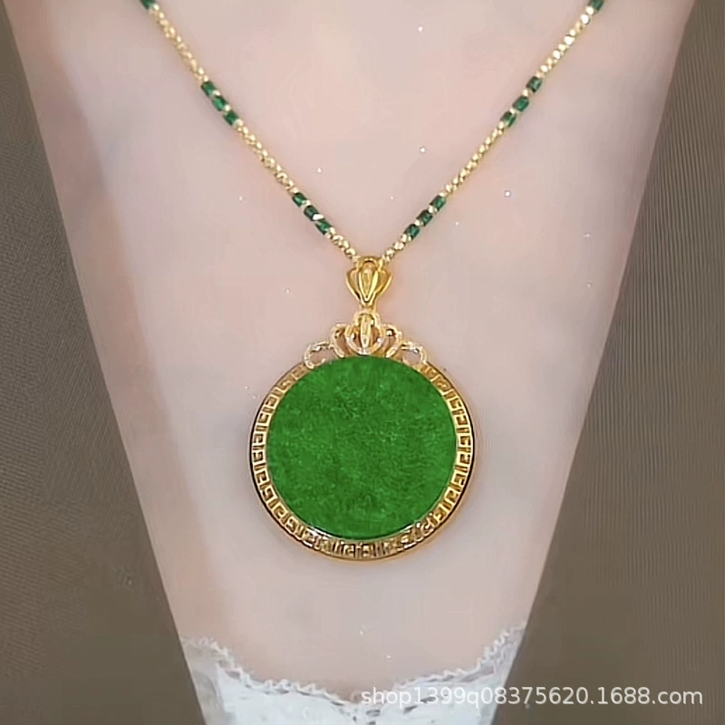 Новый кулон с счастливым цветком, женская имитация нефрита Hetian, зеленое яблоко, опал, инкрустированное ожерелье, кулон, высококачественный дизайн