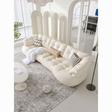 奶油风法式布艺沙发现代简约客厅小户型新款直排三人位猫抓布沙发