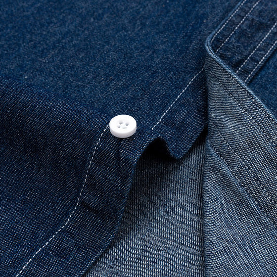 Summer Men's Shirt Pure Cotton Denim Shirt Men's Thin Solid Color Denim Short-sleeved Jacket Trendy Brand Casual Top T