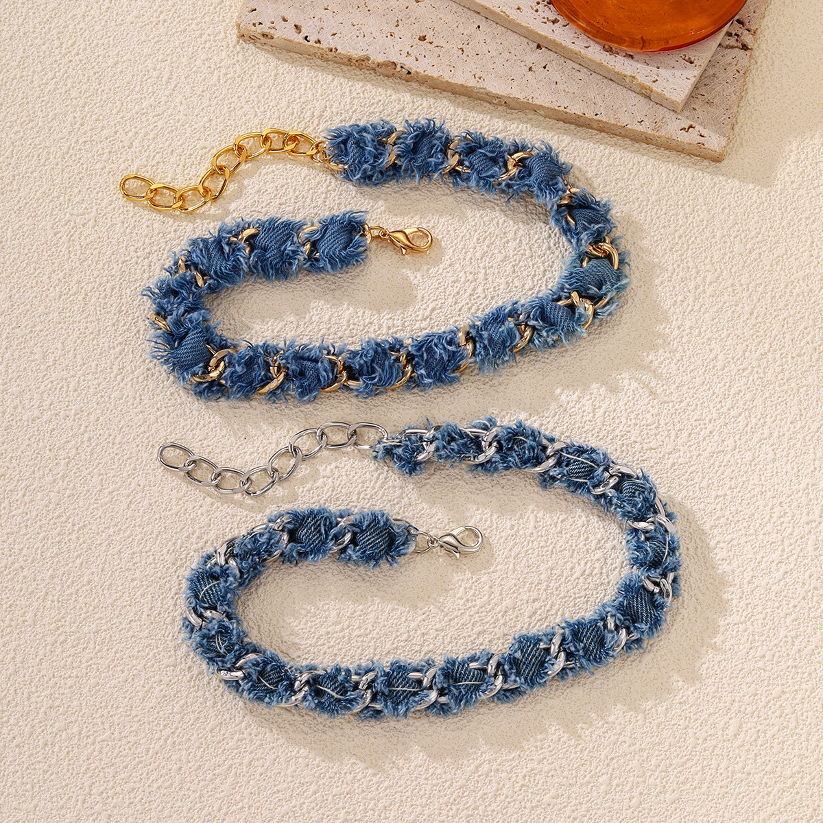 Denim Lace Necklace Casual Style Chanel-Inspired Fashion Versatile Line Design Light Luxury High-End Niche Women