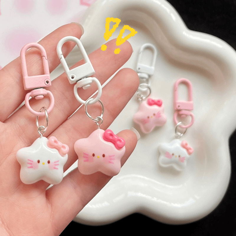 Five-pointed Star Hello Kitty Keychain Sweet Cartoon Japanese Pendant Ins Cute Girlfriend Gift Jewelry Hanging Jewelry