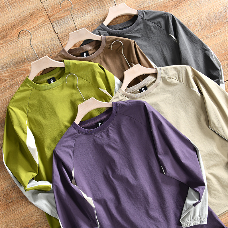 Men's Clothing mountain casual autumn new men's outdoor sports high end color matching quick drying stretch long sleeved T shirt_voghion.com