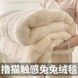 厂家批发兔兔绒毛毯轻奢毛毯盖毯午休毯皮草毯学生毯单人保暖绒毯