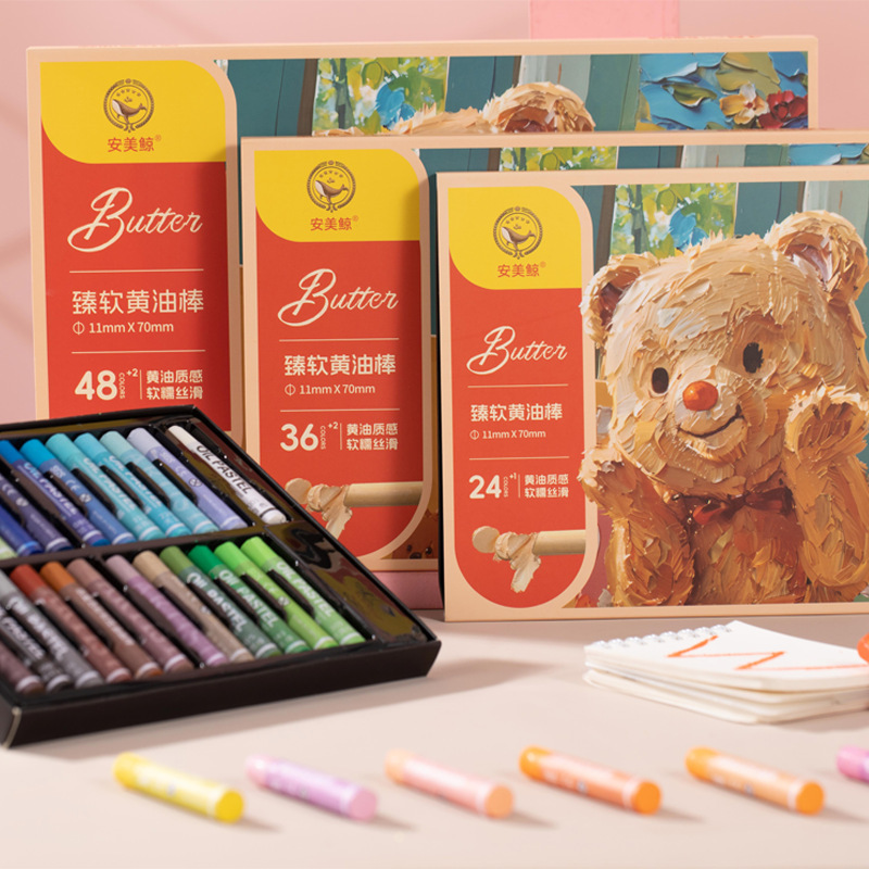 Amy Whale Butter Bear Soft Oil Paint Stick 24 Colors 36 Colors 48 Color Heavy Color Crayon Manufacturer Wholesale