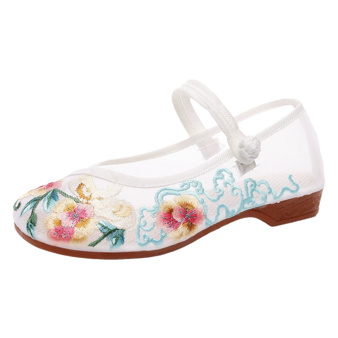 Туфли из сетки, босоножки, туфли из сетки, сухожильная подошва, летний стиль, туфли из ткани с вышивкой в этническом стиле, женская обувь, студенческая обувь