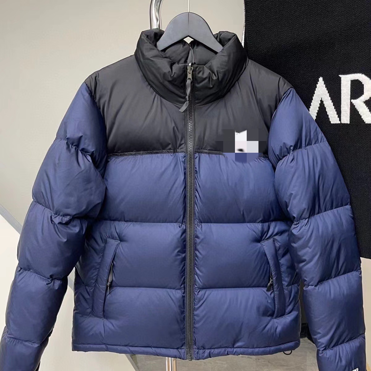 Blue down jacket