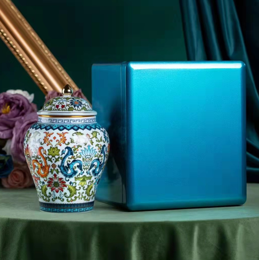 新款钢琴烤漆茶叶盒高档红茶绿茶陶瓷茶叶罐密封罐单罐包装空礼盒