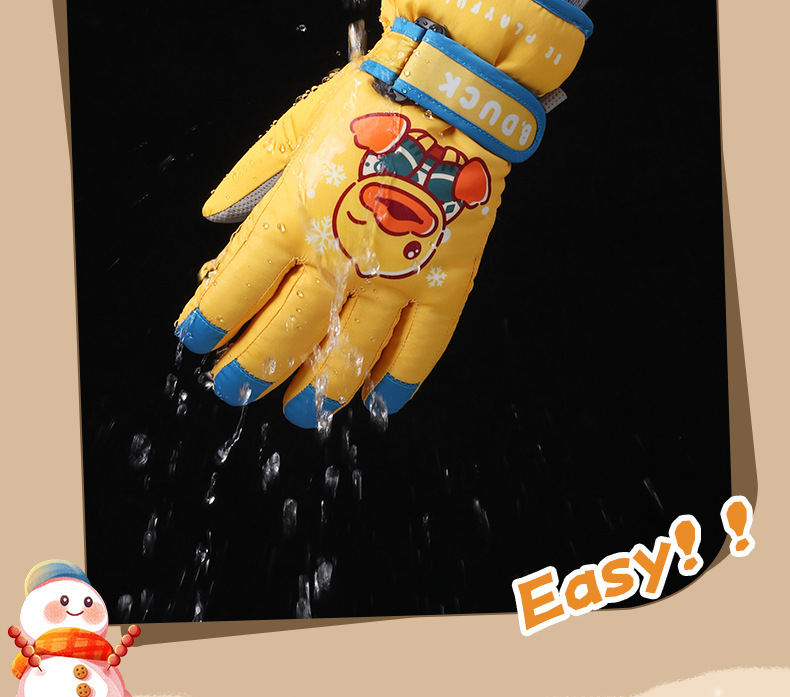 B.duck Little Yellow Duck Children's Ski Winter Boys Waterproof Non-slip Thickened Cold-proof Warm Gloves Girls_voghion.com