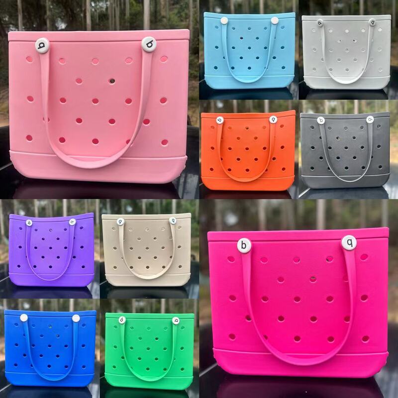 Spot Cross-border EVA Beach Bag Hole Bag Handbag Vegetable Basket Storage Bag Pet Bag Printed eva Beach Bag