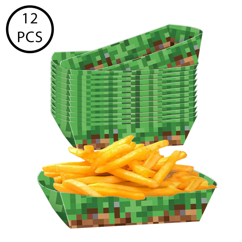 新しいピクセル Minecraft テーマの誕生日パーティー紙コップと紙皿の組み合わせ雰囲気アレンジメントパーティー休日用品|undefined