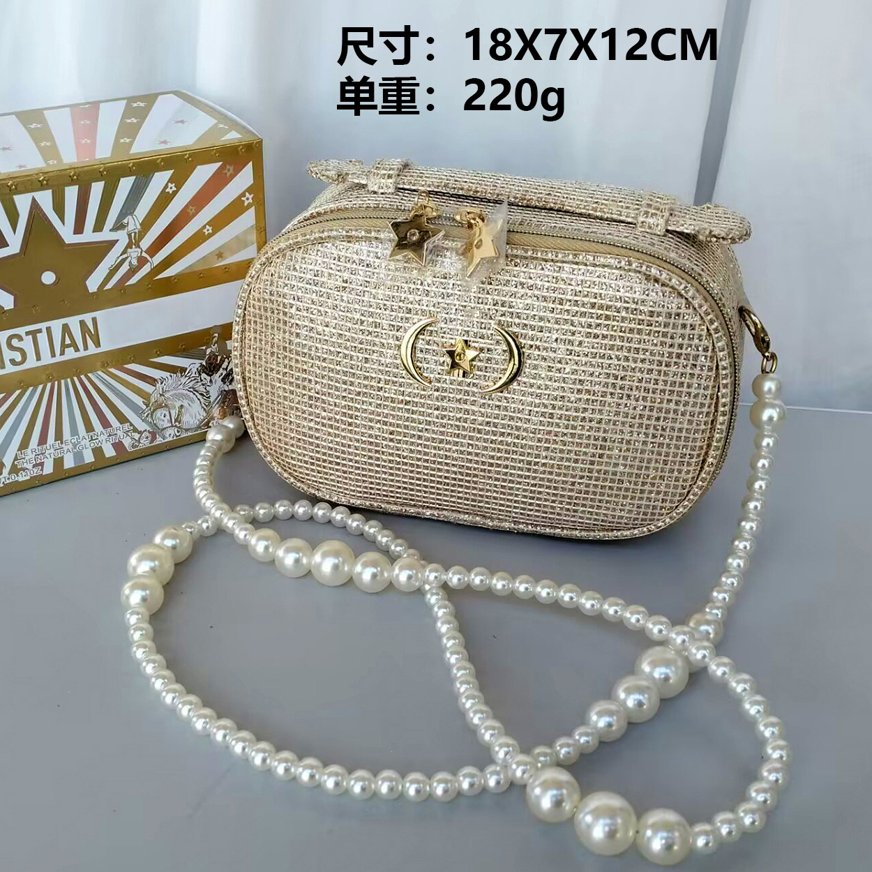 新しい化粧品バッグ、国内向けピンクのスペースコットン、超柔らかさ、ポータブル、高級ハンドバッグ、化粧品収納バッグ