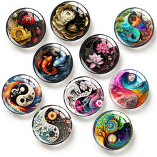 紫气东来太极八卦招财时光宝石diy玻璃冰箱贴钥匙扣耳钉手机支架