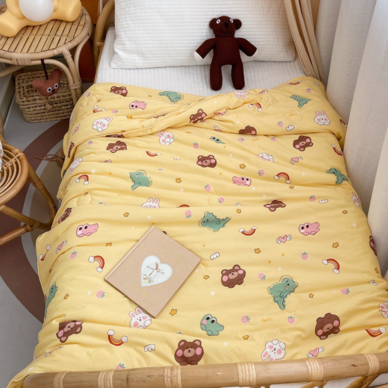 ins卡通小清新針織棉夏涼被空調被兒童夏被全活性棉學生夏被