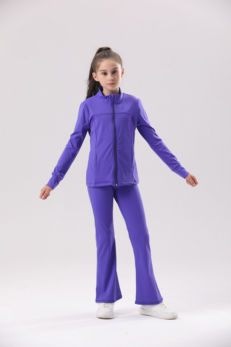 Simple Style Solid Color Nylon Turtleneck Active Sets Coat Flared Pants display picture 15