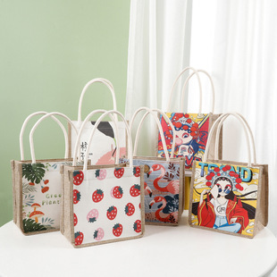 Manufacturer's Ready-Made Linen Bag Can Be Added with Logo Yellow Linen Bag Canvas Bag Satchel Gift Bag Lunch Storage Bag