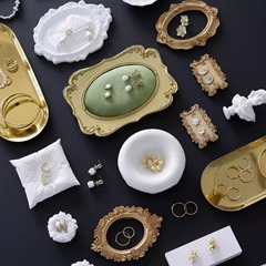 レトロベルベットジュエリー展示盤耳飾り指輪収納盤石膏トレイ店舗カウンタージュエリー写真撮影道具