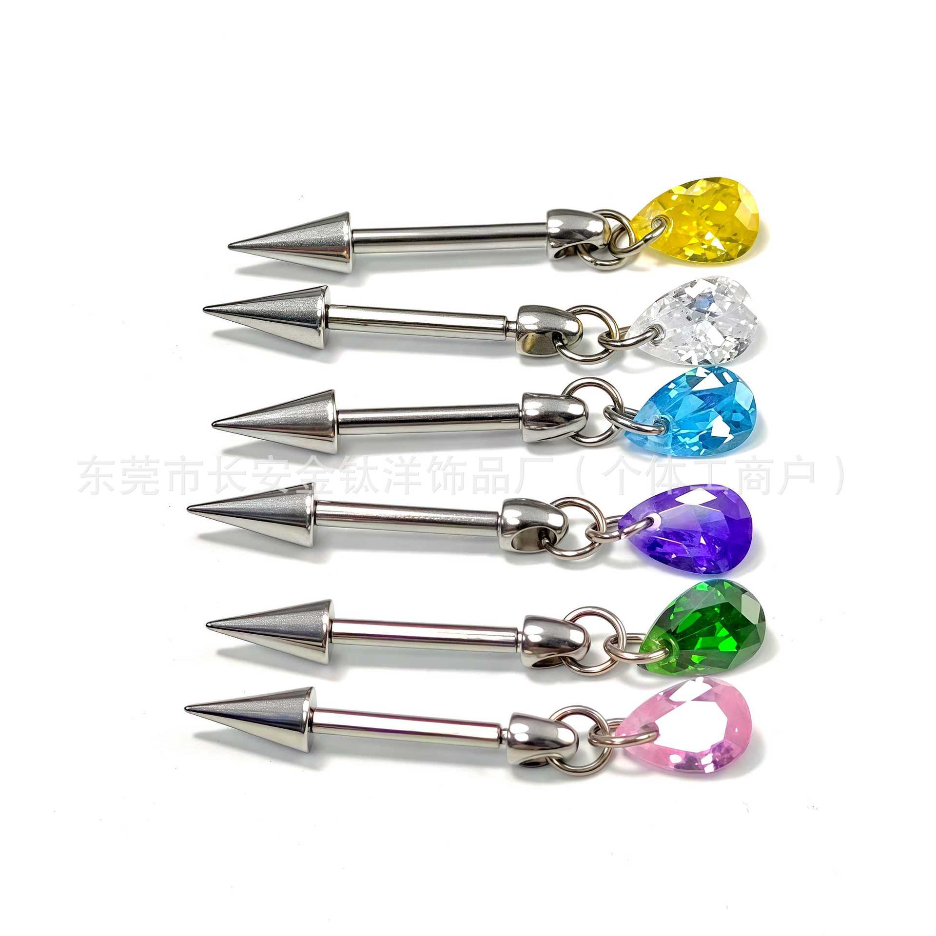 F136 Titanium Internal Thread Pointed Cone Water Drop Pendant Earrings Devil Studs - Cartilage Ear Piercing Jewelry detail image 8
