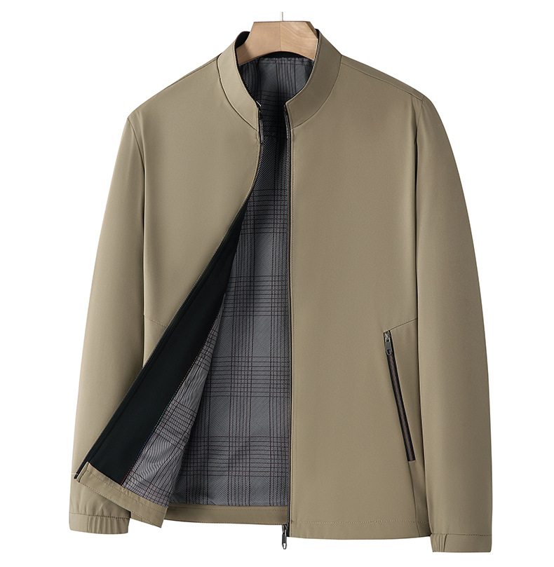Men's Jacket Business Casual Autumn Spring Solid Colour Stand Up_voghion.com