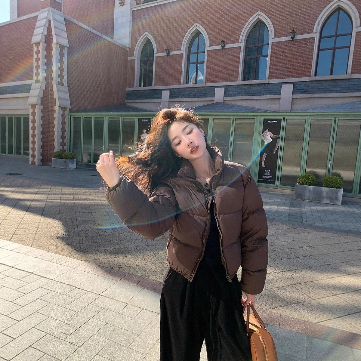 高级肯豆风短款羽绒服女90白鸭绒冬季时尚感加厚黑色咖啡色面包服