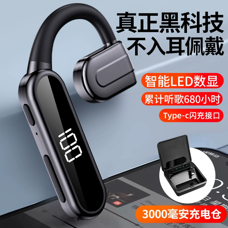 Air-conduction Bluetooth Headset V200 — single-ear rotating, Bluetooth 5.3, 30 h playtime, 3000 mAh case