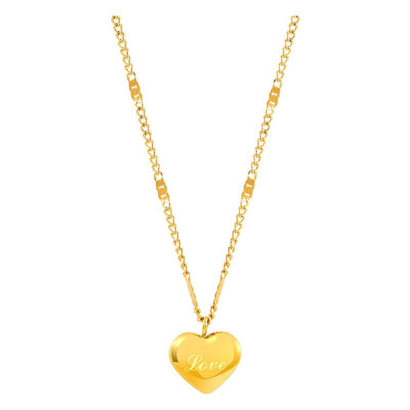 Amor corazón collar nuevo estilo mujer clavícula cadena simple temperamento no desvanecimiento luz lujo collar melocotón corazón titanio joyería de acero