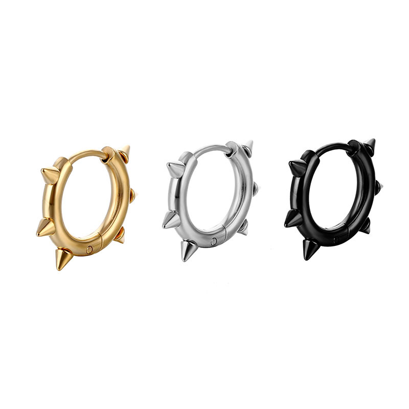 1 Piece Vintage Style Geometric Solid Color Polishing Plating Stainless Steel Hoop Earrings display picture 1