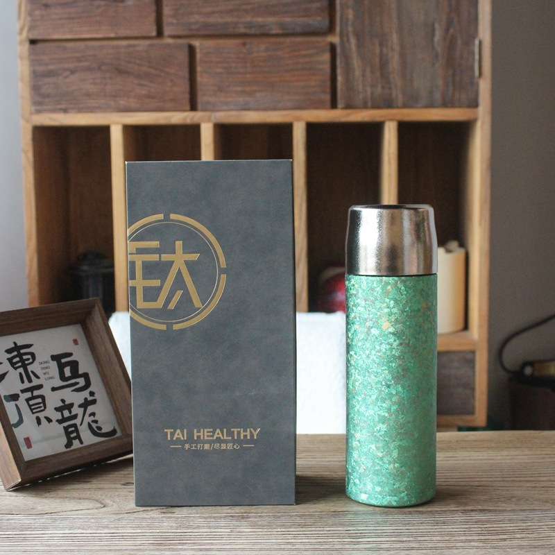 新款纯钛保温杯便携式大容量钛杯冰花男士水杯商务高颜值泡茶杯|undefined