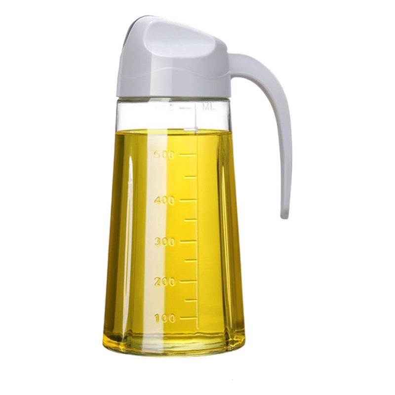 Automatic opening and closing glass oil pot with scale non-hanging oil kitchen supplies leak-proof oil bottle vinegar pot oil bottle