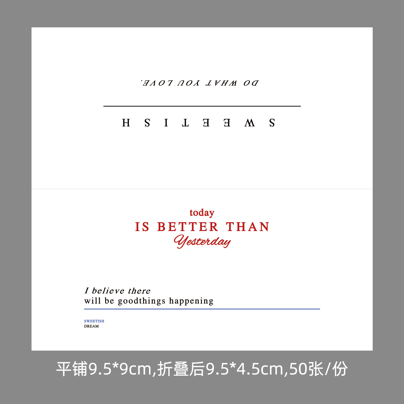 9,5 cm 50 hojas de tarjeta blanca inglesa