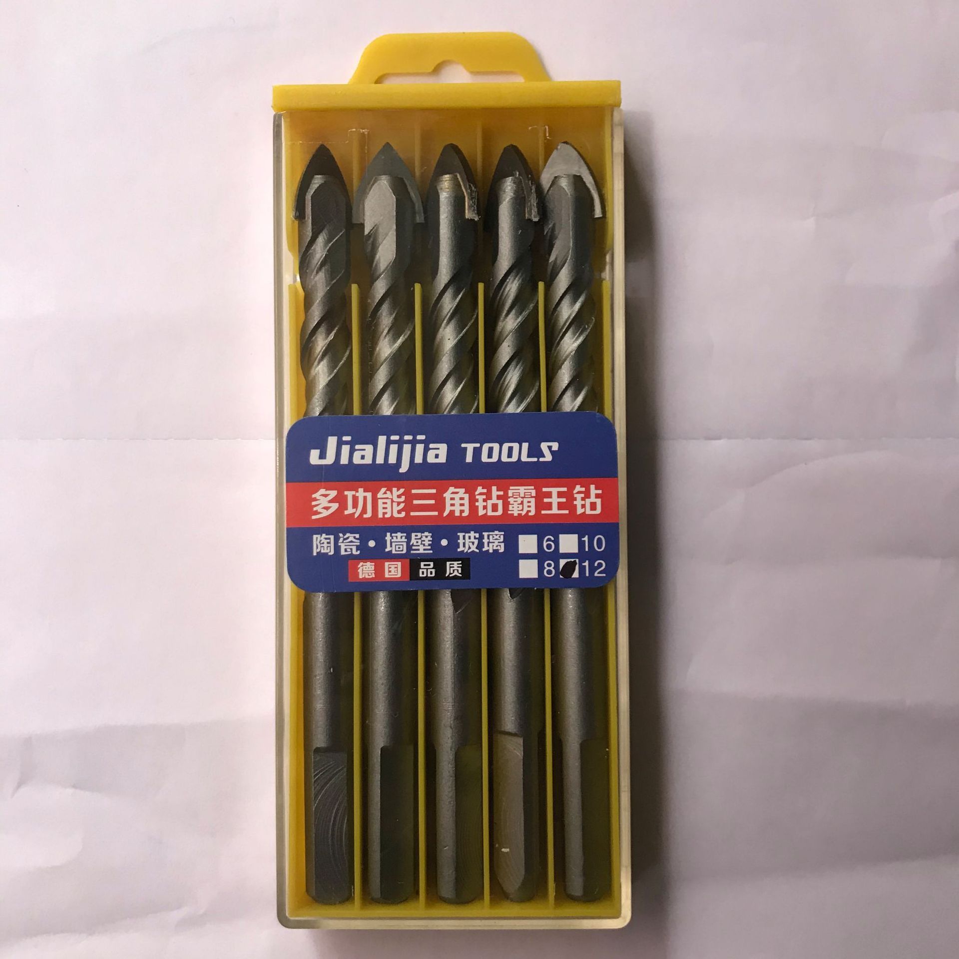 Fabricante de fuente taladro de aleación taladro de triángulo de cerámica de vidrio pared Overlord taladro alemán de cuatro cuchillas taladro cruzado