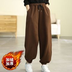 加绒加厚哈伦裤子女春秋冬季2025新款宽松显瘦大码束脚休闲运动裤