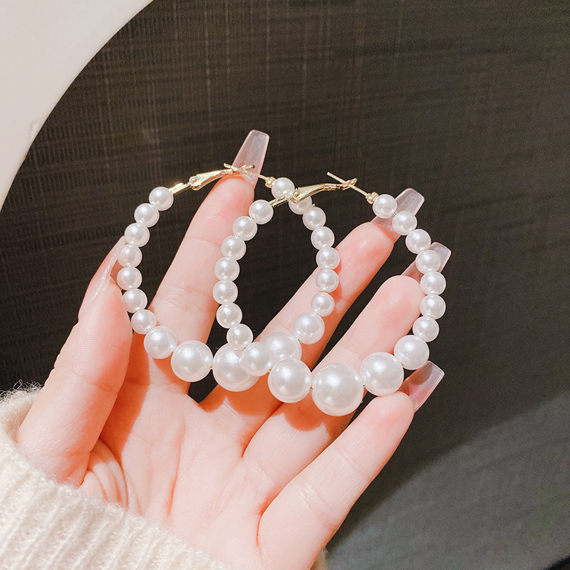 retro geometric fashionable earrings pearl