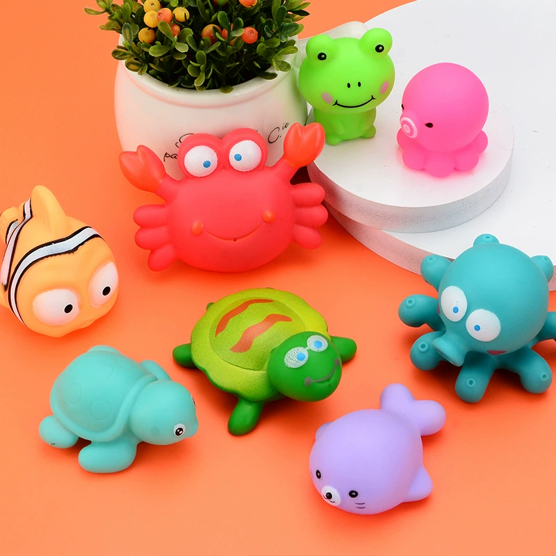 Детская ванна с водой, виниловая игрушка, лягушка, черепаха, морское животное, щепотка, голосовая декомпрессионная игрушка, оптовая продажа