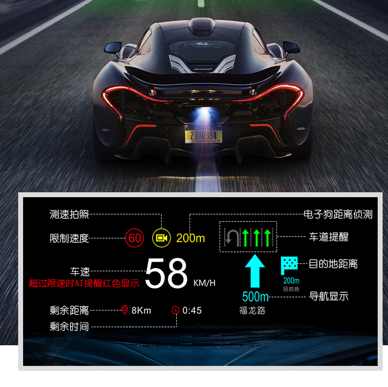 Intelligent Navigation Hud Car Display Screen, Multi-Functional Car High-Definition Head-Up Display, Speedometer, Exclusively for Cross-Border Sales