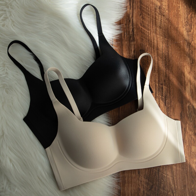 genuine goods No-cut Naked Sense Underwear Women's Small Chest Push-up Anti-sagging Soft Support No-rims Bra