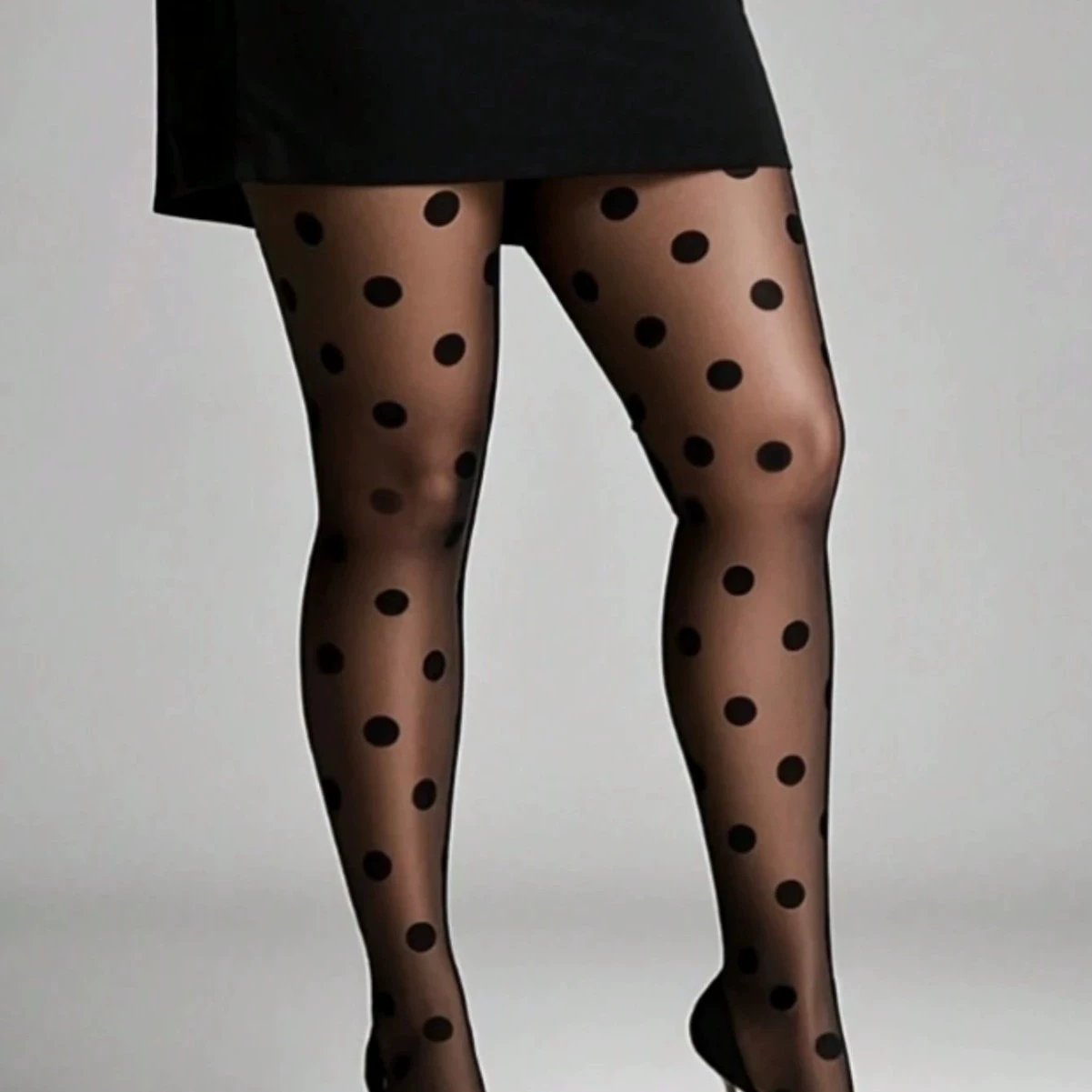 Большие чулки в горошек, сексуальные черные колготки с высокой талией, высокоэластичные колготки в большой горошек