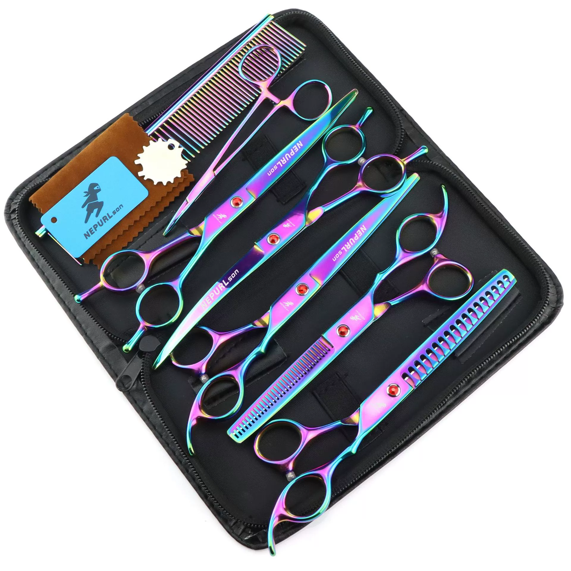 7,0 цветов ножницы для красоты животных Костюм плоские ножницы изогнутые ножницы для рыбьей кости тонкие ножницы многоцветные отправить просто гребень логотип