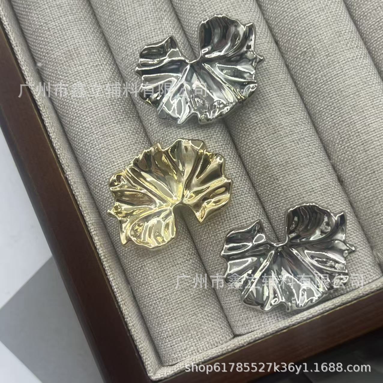 时尚落叶树叶状纽扣金属合金手缝扣大衣外套衬衫衣服配欧美风扣子