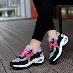 Cross-border spring and autumn women's single shoes, air-cushion sneakers, color matching walking running shoes, fashionable fly-woven mesh breathable women's shoes