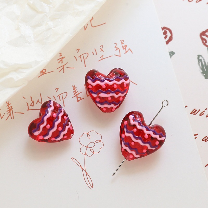 4g Weight Beads Jewelry Making Type 19 * 20mm Jewelry Making Size DIY Jewelry Accessories Classification 1 Piece Quantity glass Material Heart Shape Pattern Sweet, Simple Style Style 1 Piece 19 * 20mm Glass Heart Shape DIY Jewelry Accessories Beads 7