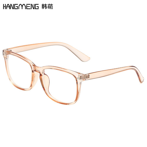 New anti-blue light glasses square rice nail frame unisex retro large frame flat mirror metal hinge frame