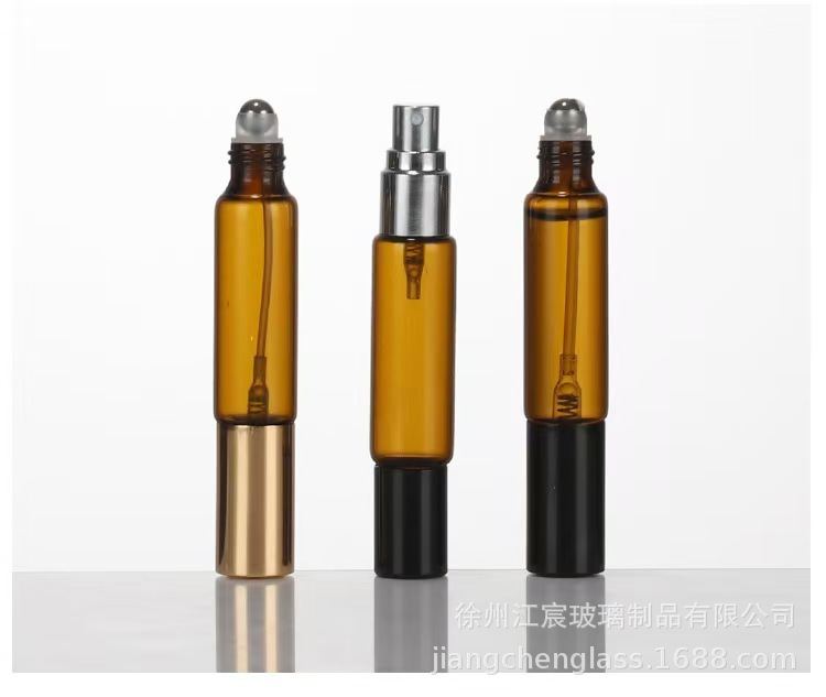 双头滚珠喷雾瓶10ml茶色双头滚珠精油瓶透明双头喷雾香水分装瓶|undefined
