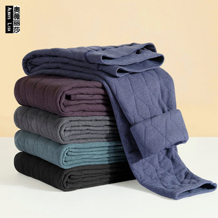 Middle-aged and elderly cotton trousers men's winter fleece-lined thickened warm pants father heating three-layer quilted plus-size leggings