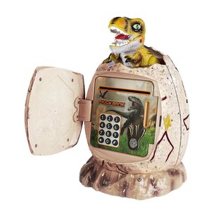 Children's Dinosaur Egg Piggy Bank Automatic Roll Money Fingerprint Password Dinosaur Sound Luminous Light Base Cute Fun Piggy Bank