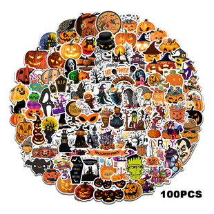 Halloween pumpkin light holiday car stickers Amazon refrigerator skateboard air conditioning matte film DIY graffiti decorative stickers