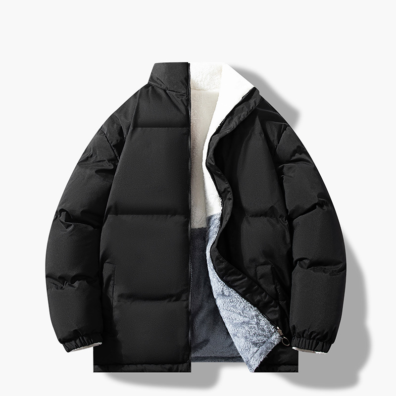 Vīriešu apģērbs vilnas kokvilnas mētelis vīriešu jaka samta ziemas divpusējs kokvilnas mētelis plus samta sabiezināta kokvilnas jaka_voghion.com