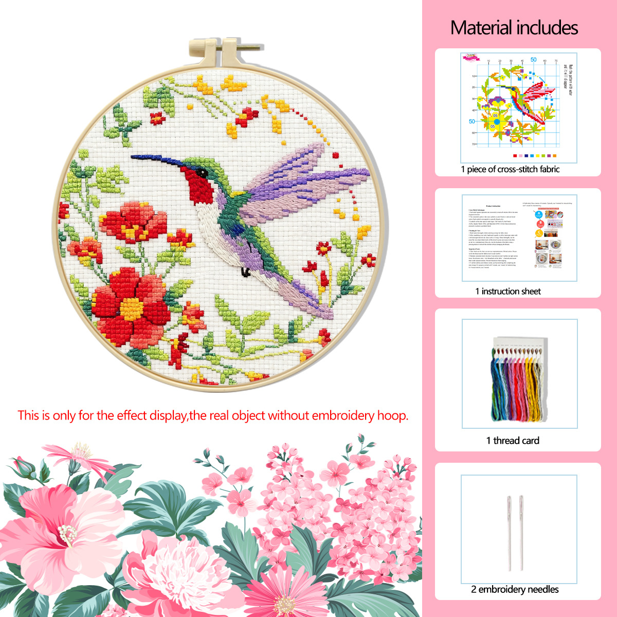 Amazon venta caliente de flores de bordado cruzado animal pequeño conjunto de cuatro piezas pequeño simple DIY conjunto de bordado cruzado decoración image 7