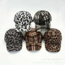 新款秋冬鸭舌帽韩版潮流百搭帽子女个性复古豹纹毛绒棒球帽批发