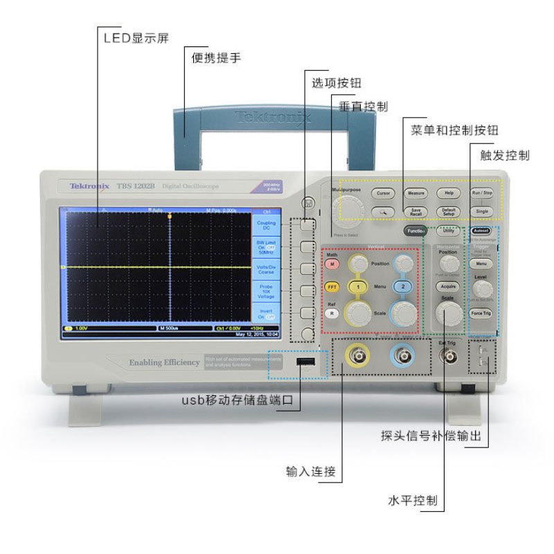 泰克TBS1102B/TBS1202B示波器测量仪 波形双通道数字储存示波器