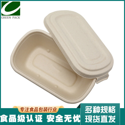 环保甘蔗浆打包盒可降解餐盒一次性单格外卖网红便当盒